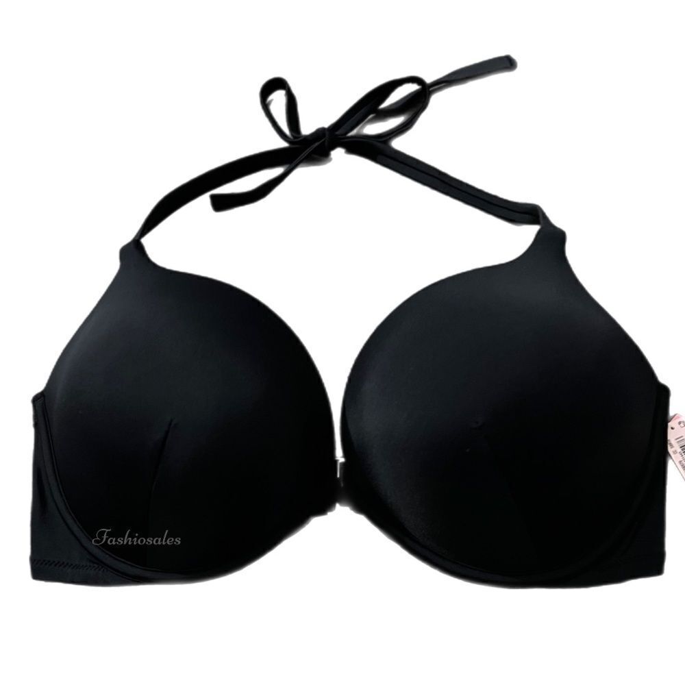 Victorias Secret Swim Bombshell Add-2-Cups Push Up Padded Bikini Top Bra Black